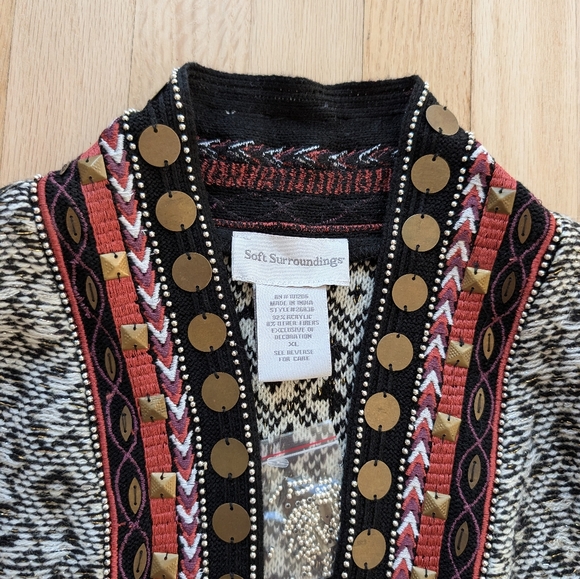 NWOT Soft Surroundings Embellished Open Drape Cardigan Knit Sweater (Size XL) - Picture 2 of 9